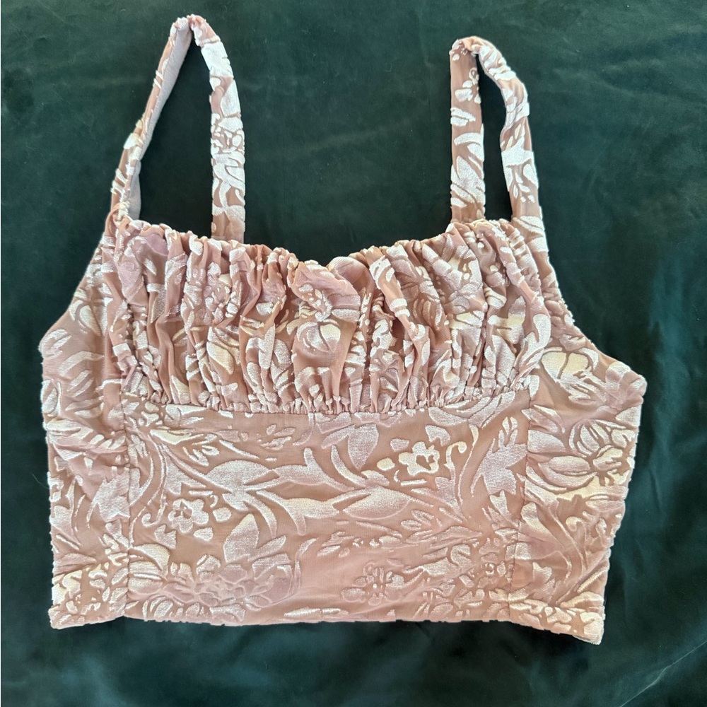 UP Floral Pink Purple Velvet Crop Top